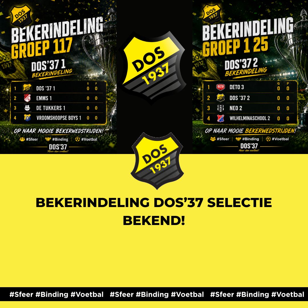 Bekerindeling DOS’37 Selectie bekend!