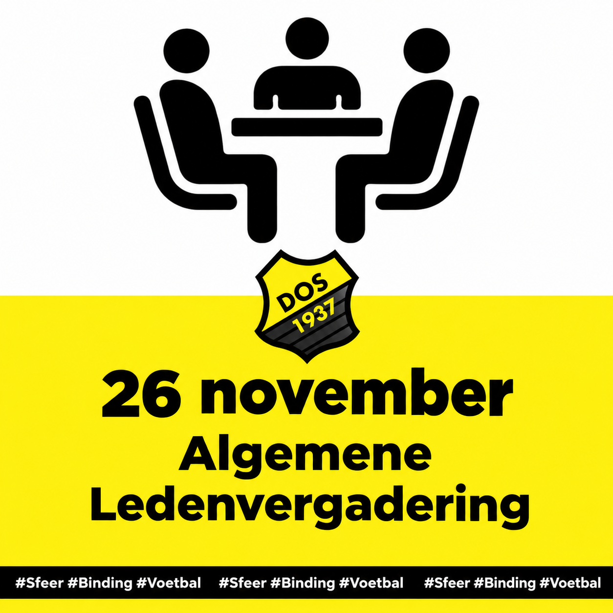 Zet donderdag 26 november alvast in je agenda: Algemene Ledenvergadering DOS'37