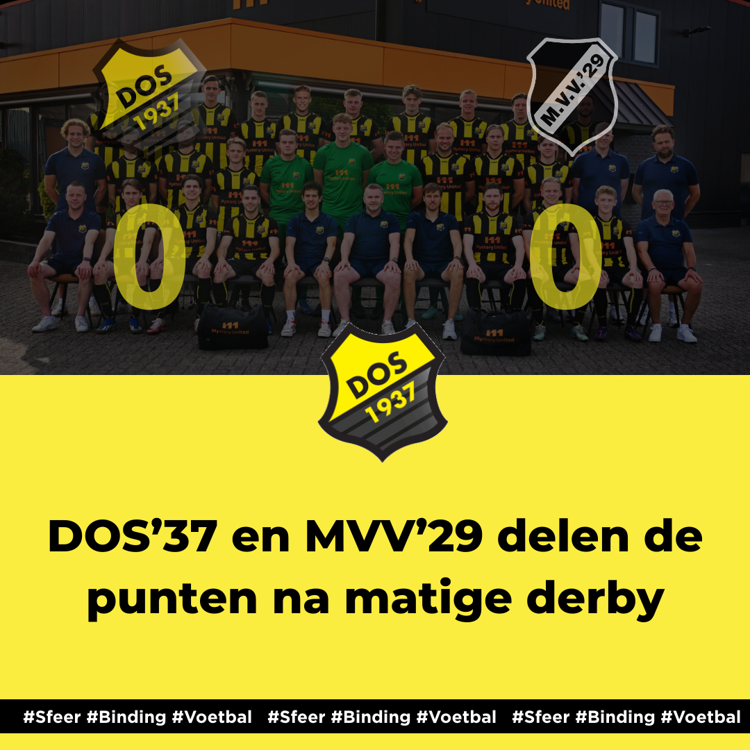 DOS’37 en MVV’29 delen de punten na matige derby