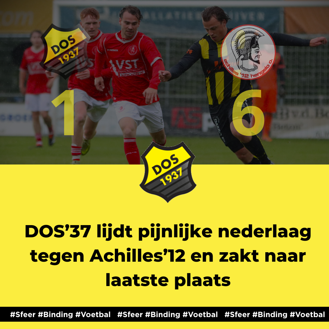 DOS’37 lijdt pijnlijke nederlaag tegen Achilles’12 en zakt naar laatste plaats