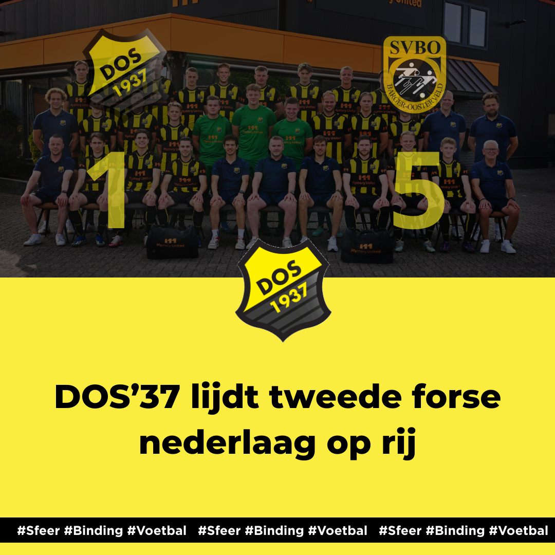 DOS’37 lijdt tweede forse nederlaag op rij