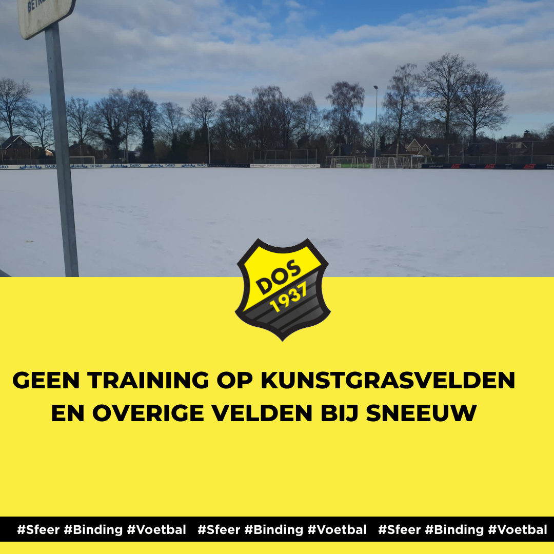 Geen training op kunstgrasvelden en overige velden bij sneeuw