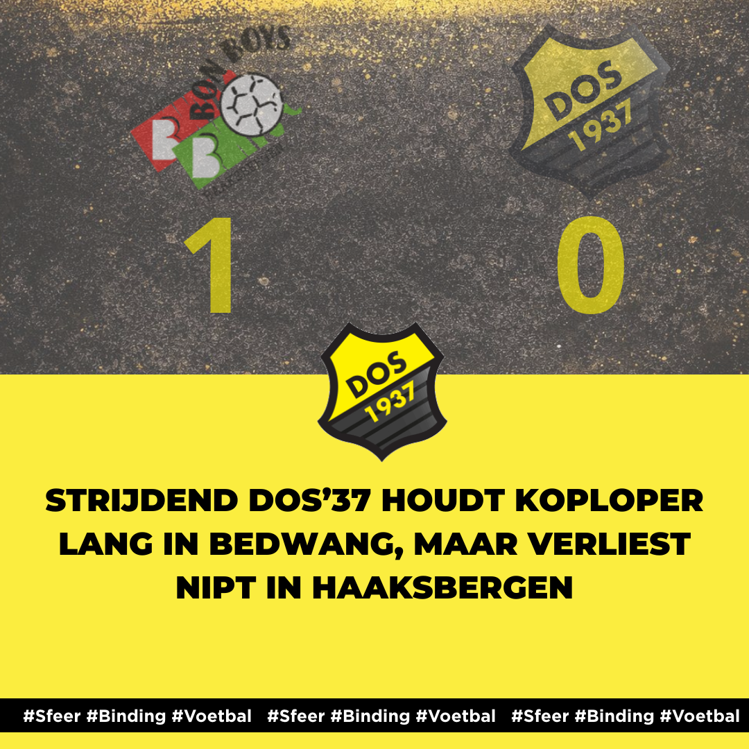 Strijdend DOS’37 houdt koploper lang in bedwang, maar verliest nipt in Haaksbergen
